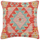handmade Traditional Pillow Red Blue Hand-Woven SQUARE 100% WOOL Hand woven turkish pillow2' x 2'